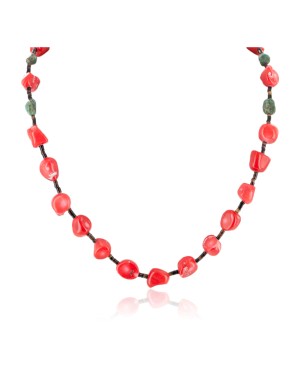 Certified Authentic Navajo .925 Sterling Silver Natural Turquoise Coral Heishi Native American Necklace 25229-3