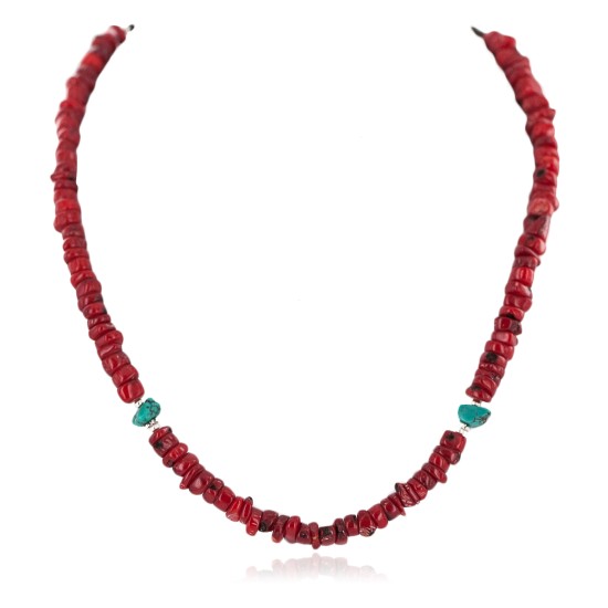 Certified Authentic Navajo .925 Sterling Silver Natural Turquoise Coral Heishi Native American Necklace 750219-10 Certified Authentic Navajo .925 Sterling Silver Natural Turquoise Coral Heishi Native American Necklace 750219-10