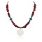 Certified Authentic Navajo .925 Sterling Silver Natural Turquoise Coral Hematite Native American Necklace 750199-4