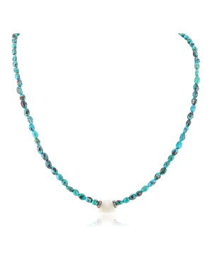 Certified Authentic Navajo .925 Sterling Silver Natural Turquoise Coral Mother of Pearl Native American Necklace 1600-90