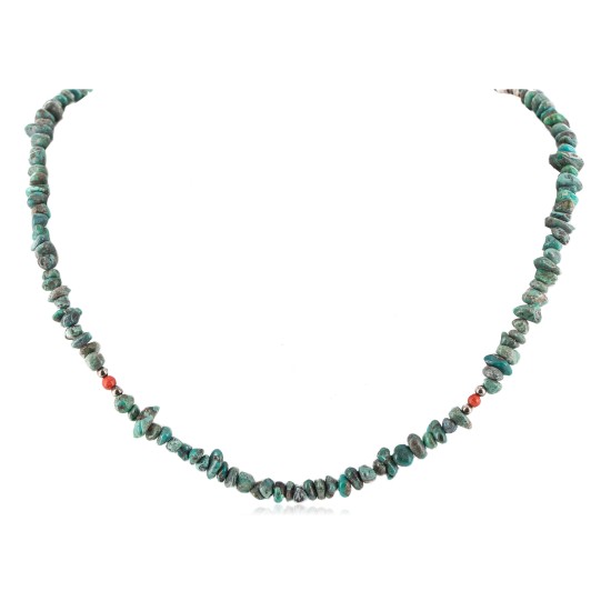 Certified Authentic Navajo .925 Sterling Silver Natural Turquoise Coral Native American Necklace 15771-200