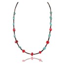 Certified Authentic Navajo .925 Sterling Silver Natural Turquoise Coral Native American Necklace 15883-7
