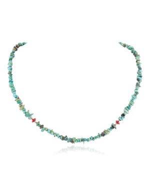 Certified Authentic Navajo .925 Sterling Silver Natural Turquoise Coral Native American Necklace 1601-10