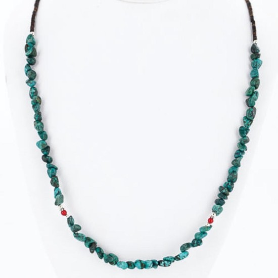 Certified Authentic Navajo .925 Sterling Silver Natural Turquoise Coral Native American Necklace 371029661222