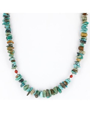 Certified Authentic Navajo .925 Sterling Silver Natural Turquoise Coral Native American Necklace 371051152666