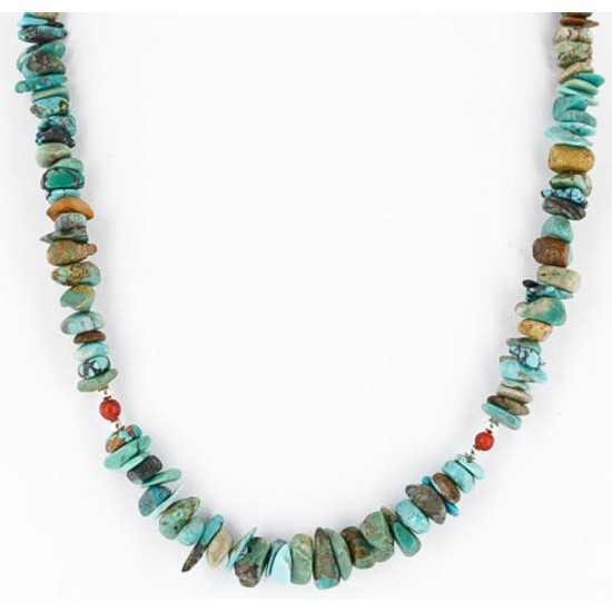 Certified Authentic Navajo .925 Sterling Silver Natural Turquoise Coral Native American Necklace 371051152666