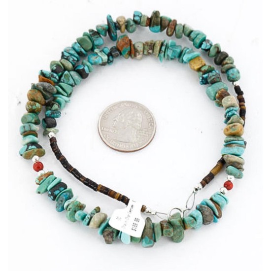 Certified Authentic Navajo .925 Sterling Silver Natural Turquoise Coral Native American Necklace 371051152666