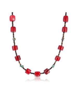 Certified Authentic Navajo .925 Sterling Silver Natural Turquoise CORAL Native American Necklace 390800932046