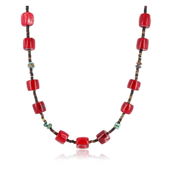 Certified Authentic Navajo .925 Sterling Silver Natural Turquoise CORAL Native American Necklace 390800932046