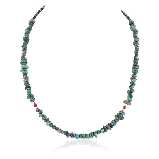 Certified Authentic Navajo .925 Sterling Silver Natural Turquoise Coral Native American Necklace 390848457306