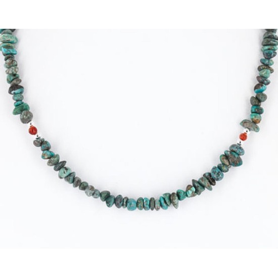 Certified Authentic Navajo .925 Sterling Silver Natural Turquoise Coral Native American Necklace 390848457306