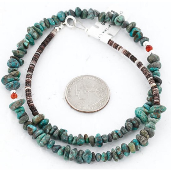Certified Authentic Navajo .925 Sterling Silver Natural Turquoise Coral Native American Necklace 390848457306