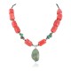 Certified Authentic Navajo .925 Sterling Silver Natural Turquoise Coral Native American Necklace 750100-16