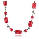 Certified Authentic Navajo .925 Sterling Silver Natural Turquoise Coral Native American Necklace 7501005-10