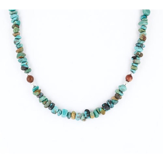 Certified Authentic Navajo .925 Sterling Silver Natural Turquoise Gold Stone Native American Necklace 390829376983
