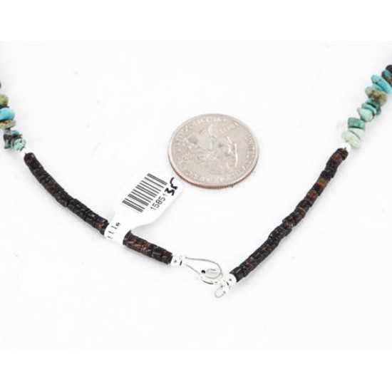 Certified Authentic Navajo .925 Sterling Silver Natural Turquoise Gold Stone Native American Necklace 390829376983