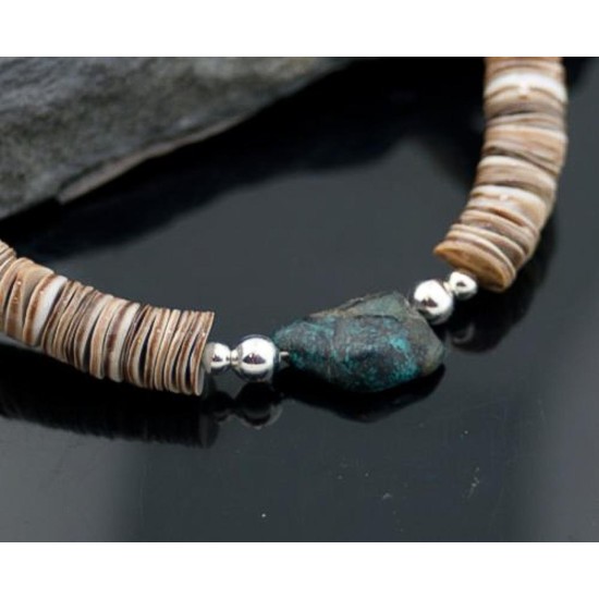 Certified Authentic Navajo .925 Sterling Silver Natural Turquoise Graduated Heishi Native American Necklace 370830288374