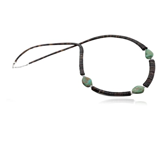 Certified Authentic Navajo .925 Sterling Silver Natural Turquoise Graduated Heishi Native American Necklace 390613921451
