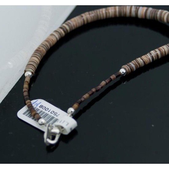 Certified Authentic Navajo .925 Sterling Silver Natural Turquoise Graduated Heishi Native American Necklace 7501008-14