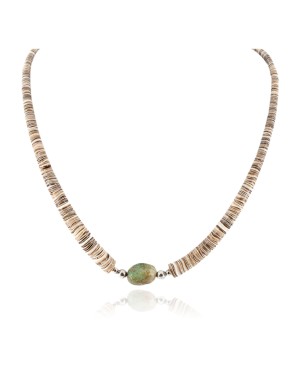 Certified Authentic Navajo .925 Sterling Silver Natural Turquoise Graduated Heishi Native American Necklace 7501008-22