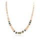 Certified Authentic Navajo .925 Sterling Silver Natural Turquoise Graduated Melon Shell and Heishi Native American Necklace 15845-8