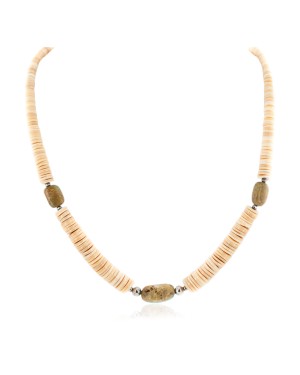 Certified Authentic Navajo .925 Sterling Silver Natural Turquoise Graduated Melon Shell Native American Necklace 15213-7