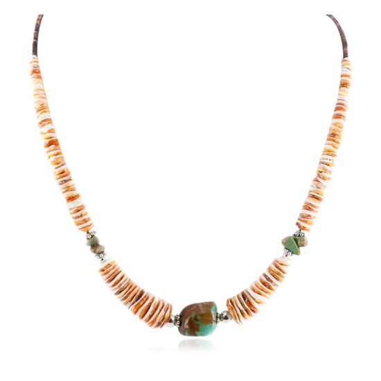 Certified Authentic Navajo .925 Sterling Silver Natural Turquoise Graduated Spiny Oyster Native American Necklace 17059 Certified Authentic Navajo .925 Sterling Silver Natural Turquoise Graduated Spiny Oyster Native American Necklace 17059