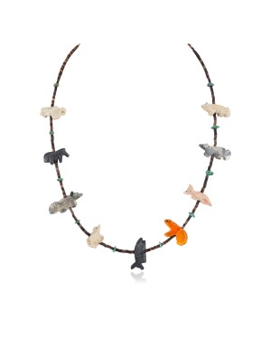 Certified Authentic Navajo .925 Sterling Silver Natural Turquoise Heishi Multicolor Stones Native American Necklace 16084-4