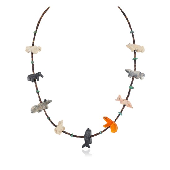 Certified Authentic Navajo .925 Sterling Silver Natural Turquoise Heishi Multicolor Stones Native American Necklace 16084-4
