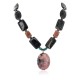 Certified Authentic Navajo .925 Sterling Silver Natural Turquoise Hematite and Jasper Charoite Native American Necklace 15800-28