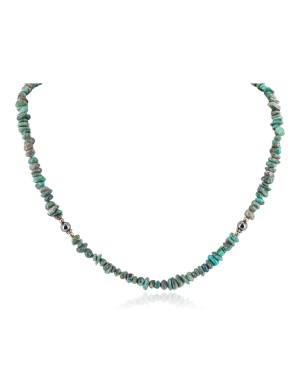 Certified Authentic Navajo .925 Sterling Silver Natural Turquoise Hematite Native American Necklace 15979-50