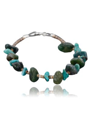 Certified Authentic Navajo .925 Sterling Silver Natural Turquoise Jade Native American Bracelet 390749487877