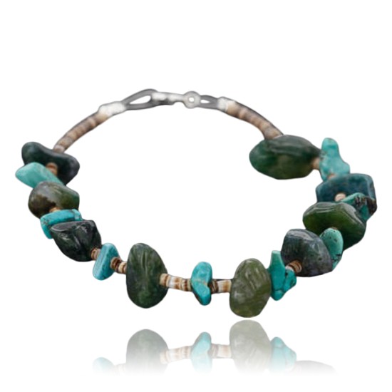 Certified Authentic Navajo .925 Sterling Silver Natural Turquoise Jade Native American Bracelet 390749487877