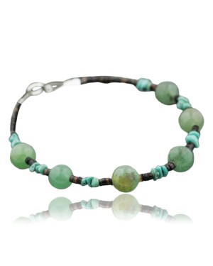Certified Authentic Navajo .925 Sterling Silver Natural Turquoise Jade Native American Link Bracelet 390733565386