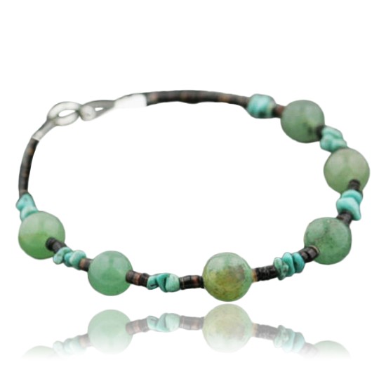 Certified Authentic Navajo .925 Sterling Silver Natural Turquoise Jade Native American Link Bracelet 390733565386