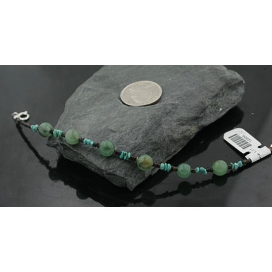 Certified Authentic Navajo .925 Sterling Silver Natural Turquoise Jade Native American Link Bracelet 390733565386