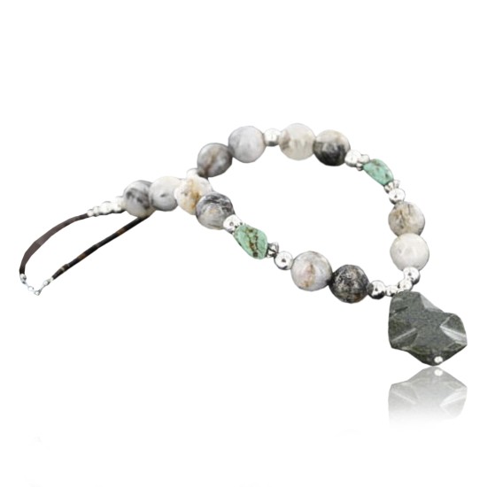 Certified Authentic Navajo .925 Sterling Silver Natural Turquoise Jasper Agate Native American Necklace 752100-20