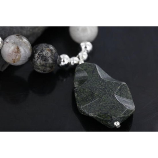 Certified Authentic Navajo .925 Sterling Silver Natural Turquoise Jasper Agate Native American Necklace 752100-20
