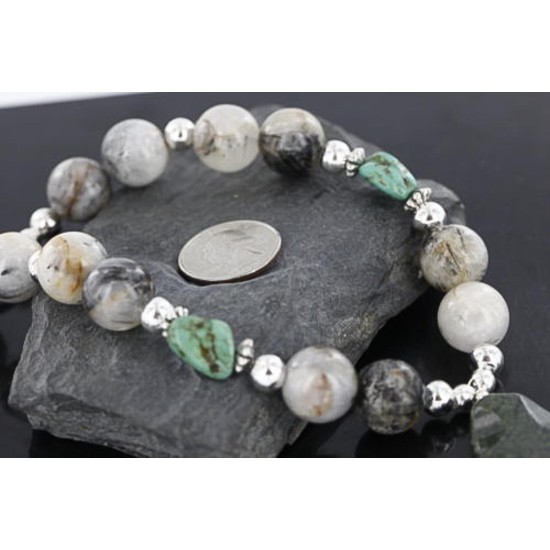 Certified Authentic Navajo .925 Sterling Silver Natural Turquoise Jasper Agate Native American Necklace 752100-20