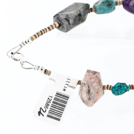 Certified Authentic Navajo .925 Sterling Silver Natural Turquoise, Jasper and Agate Native American Bracelet 371000092097