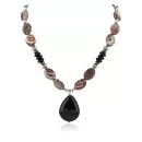 Navajo .925 Sterling Silver Natural Turquoise Jasper Black Onyx Native American Necklace 750199-5