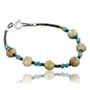 Certified Authentic Navajo .925 Sterling Silver Natural Turquoise Jasper Native American Bracelet 390738890272