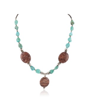 Certified Authentic Navajo .925 Sterling Silver Natural Turquoise Jasper Native American Necklace 12226-25 Certified Authentic Navajo .925 Sterling Silver Natural Turquoise Jasper Native American Necklace 12226-25