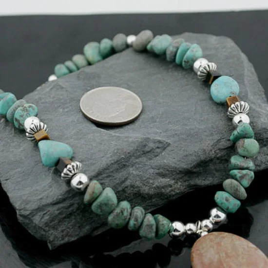 Navajo .925 Sterling Silver Natural Turquoise Jasper Native American Necklace 15265-1