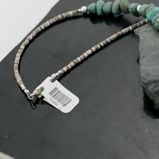 Certified Authentic Navajo .925 Sterling Silver Natural Turquoise Jasper Native American Necklace 15265-1