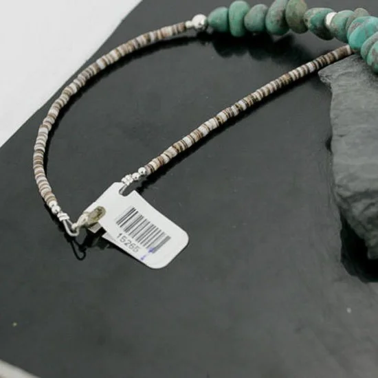 Navajo .925 Sterling Silver Natural Turquoise Jasper Native American Necklace 15265-1