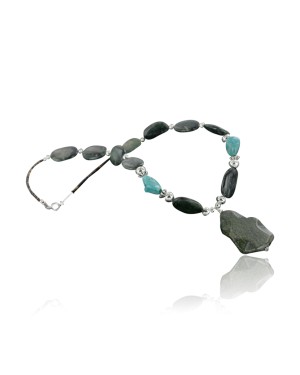 Certified Authentic Navajo .925 Sterling Silver Natural Turquoise Jasper Native American Necklace 15383-3-0