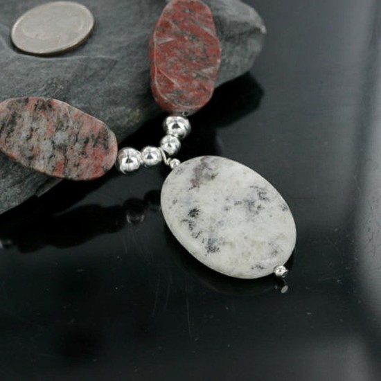 Certified Authentic Navajo .925 Sterling Silver Natural Turquoise Jasper Native American Necklace 15632-45