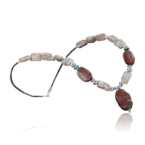 Certified Authentic Navajo .925 Sterling Silver Natural Turquoise Jasper Native American Necklace 15632-57