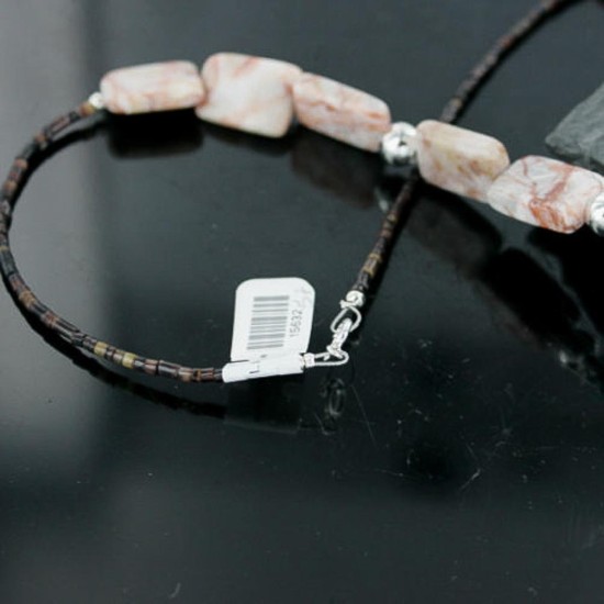 Certified Authentic Navajo .925 Sterling Silver Natural Turquoise Jasper Native American Necklace 15632-57